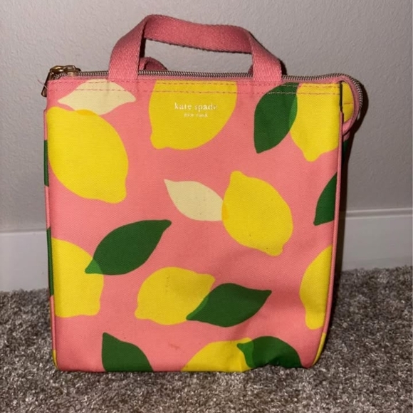 Kate Spade Insulated Lunch bag Pink Lemons Limes - Picture 2 of 8